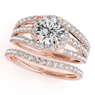 Natural 2.08 CTW Diamond Engagement Ring SET 14K Rose Gold: Natural 2.08 CTW Diamond Engagement Ring SET 14K Rose Gold Category: Affordable Engagement Rings Style: Side Stone Pave Audience: For Women Ring Resizable: Yes Metal Type: 14K Rose