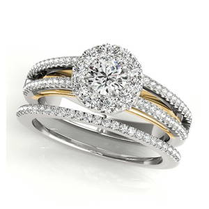 Natural 2.08 CTW Diamond Engagement Ring SET 18K Yellow Gold