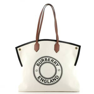 Burberry Logo Society Tote Printed Canvas Large