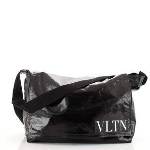 Valentino VLTN Flap Messenger Bag Coated Canvas Large: Valentino VLTN Flap Messenger Bag Coated Canvas Large Exterior Color: Black Interior Color: Black Exterior Material: Canvas Coated Interior Material: Nylon Hardware Color: Silver 