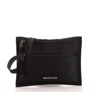 Balenciaga Explorer Zip Crossbody Pouch Nylon Medium: Balenciaga Explorer Zip Crossbody Pouch Nylon Medium Exterior Color: Black Interior Color: Black Exterior Material: Nylon Interior Material: Fabric Hardware Color: Aged Silver 