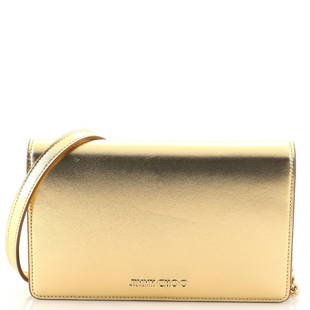 Jimmy Choo Aarna Clutch Leather Small: Jimmy Choo Aarna Clutch Leather Small Exterior Color: Gold Interior Color: Gold Exterior Material: Leather Interior Material: Fabric, Leather Hardware Color: Gold Accessories: Dust