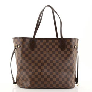 Louis Vuitton Neverfull NM Tote Damier MM: Louis Vuitton Neverfull NM Tote Damier MM Exterior Color: Brown Interior Color: Red Exterior Material: Canvas Coated Interior Material: Fabric Hardware Color: Gold Accessories: