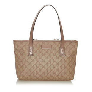 Gucci GG Supreme Tote Bag: Gucci GG Supreme Tote Bag Condition Quality: Fair Color: Brown/Pink Height: 8.75 in. Length: 11.25 in. Material: Coated Canvas Width: 3.25 in. Item Condition: Pre Owned SKU: