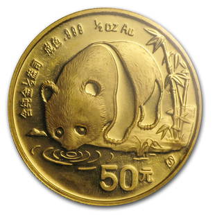 1987-S China 1/2 oz Gold Panda BU (Sealed): 1987-S China 1/2 oz Gold Panda BU (Sealed) Product ID: RBG11474 Year: 1987 Grade: Brilliant Unc Grade Service: None Denomination: 50 Yuan Mint Mark: S - Shanghai Metal Content: