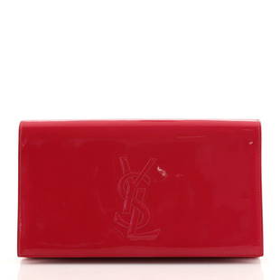 Saint Laurent Belle de Jour Clutch Patent Large: Saint Laurent Belle de Jour Clutch Patent Large Exterior Color: Pink Interior Color: Pink Exterior Material: Patent Leather Interior Material: Satin Hardware Color: Gold 