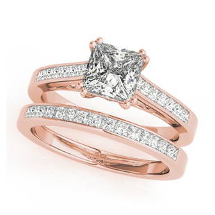 Natural 1.55 CTW Diamond Engagement Ring SET 18K Rose Gold: Natural 1.55 CTW Diamond Engagement Ring SET 18K Rose Gold Category: Yellow Gold Engagement Rings Style: Modern Princess Cut Audience: For Women Ring Resizable: Yes Metal Type: 18K