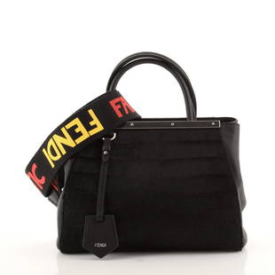 Fendi 2Jours Bag Crocodile Embossed Pony Hair and Leather Petite: Fendi 2Jours Bag Crocodile Embossed Pony Hair and Leather Petite Exterior Color: Black Interior Color: Black Exterior Material: Leather, Pony Hair Interior Material: Fabric Hardware