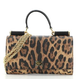 Dolce & Gabbana Sicily Wallet on Chain Printed Leather Mini