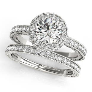 Natural 1.8 CTW Diamond Engagement Ring SET 18K White Gold: Natural 1.8 CTW Diamond Engagement Ring SET 18K White Gold Category: Vintage Engagement Rings Style: Unique Vintage Halo Audience: For Women Ring Resizable: Yes Metal Type: 18K White