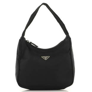 Prada Hobo Tessuto Mini: Prada Hobo Tessuto Mini Exterior Color: Black Interior Color: Black Exterior Material: Nylon Interior Material: Nylon Hardware Color: Silver Accessories: No Accessories Store
