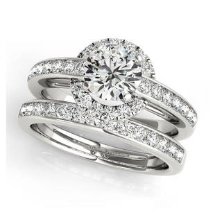 Natural 1.68 CTW Diamond Engagement Ring SET 18K White Gold: Natural 1.68 CTW Diamond Engagement Ring SET 18K White Gold Category: Rose Gold Engagement Rings Style: Unique Halo Audience: For Women Ring Resizable: Yes Metal Type: 18K White Gold