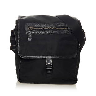 Prada Tessuto Crossbody Bag: Prada Tessuto Crossbody Bag Condition Quality: Fair Color: Black Height: 12.75 in. Length: 8.75 in. Material: Nylon Width: 4 in. Item Condition: Pre Owned SKU: SHG-27968 