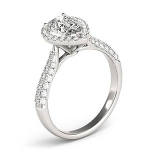 Natural 2.33 CTW Diamond Engagement Ring 18K White Gold: Natural 2.33 CTW Diamond Engagement Ring 18K White Gold Category: White Gold Engagement Rings Style: Pave Pear Halo Audience: For Women Ring Resizable: Yes Metal Type: 18K White Gold