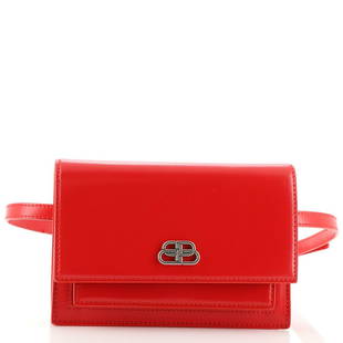 Balenciaga Sharp Belt Bag Leather XS: Balenciaga Sharp Belt Bag Leather XS Exterior Color: Red Interior Color: Black Exterior Material: Leather Interior Material: Leather Hardware Color: Silver Accessories: Detachable