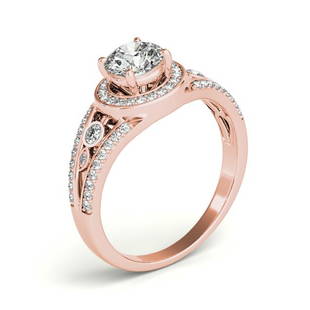 Natural 1.63 CTW Diamond Engagement Ring 18K Rose Gold: Natural 1.63 CTW Diamond Engagement Ring 18K Rose Gold Category: Rose Gold Engagement Rings Style: Art Deco Halo Audience: For Women Ring Resizable: Yes Metal Type: 18K Rose Gold 