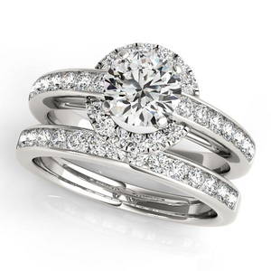 Natural 2.38 CTW Diamond Engagement Ring SET 18K White Gold