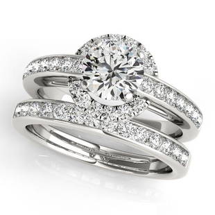 Natural 2.38 CTW Diamond Engagement Ring SET 18K White Gold: Natural 2.38 CTW Diamond Engagement Ring SET 18K White Gold Category: Affordable Engagement Rings Style: Unique Halo Audience: For Women Ring Resizable: Yes Metal Type: 18K White