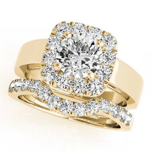 Natural 1.8 CTW Diamond Engagement Ring SET 18K Yellow Gold: Natural 1.8 CTW Diamond Engagement Ring SET 18K Yellow Gold Category: White Gold Engagement Rings Style: Wide Halo Audience: For Women Ring Resizable: Yes Metal Type: 18K Yellow Gold