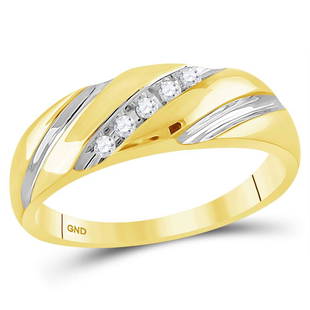 10kt Yellow Gold Mens Round Diamond Wedding Band Ring 1/10 Cttw: 10kt Yellow Gold Mens Round Diamond Wedding Band Ring 1/10 Cttw Metal Type10kt Yellow Gold Item Number18471 StyleBandsRing SizeRing size selectableCarats Total Weight *1/10