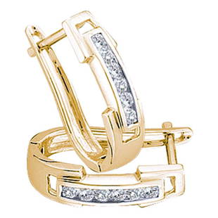 10kt Yellow Gold Womens Round Diamond Hoop Earrings 1/5 Cttw: 10kt Yellow Gold Womens Round Diamond Hoop Earrings 1/5 Cttw Metal Type10kt Yellow Gold Item NumberGDI93383 StyleHoopsCarats Total Weight *1/5 Ct.t.w.Primary Gem TypeDiamondPrimary Gem