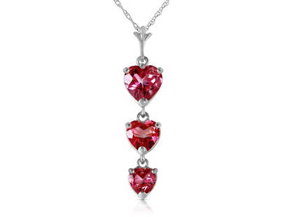 3.03 CTW 14K Solid White Gold Single Tendril Pink Topaz Necklace: 3.03 CTW 14K Solid White Gold Single Tendril Pink Topaz Necklace SKU: RBJ1980-W Brand Condition: Never Worn Metal: White Gold Size and Fit: 0.55in (14.0mm) 0.85in (21.6mm) Note: All