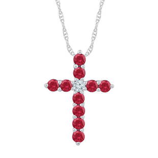 10kt White Gold Womens Round Lab-Created Ruby Cross Pendant 7/8 Cttw: 10kt White Gold Womens Round Lab-Created Ruby Cross Pendant 7/8 Cttw Metal Type10kt White Gold Item NumberGDI894489 StyleCrossesCarats Total Weight *7/8 Ct.t.w.Primary Gem TypeLab