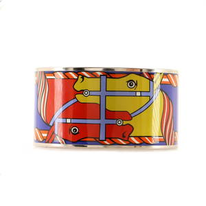 Hermes Bangle Bracelet Printed Enamel Extra Wide