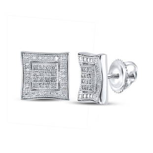 Sterling Silver Mens Round Diamond Square Kite Cluster Earrings 1/10 Cttw: Sterling Silver Mens Round Diamond Square Kite Cluster Earrings 1/10 Cttw Metal TypeSterling Silver Item Number83191 StyleSquaresCarats Total Weight *1/10 Ct.t.w.Primary Gem