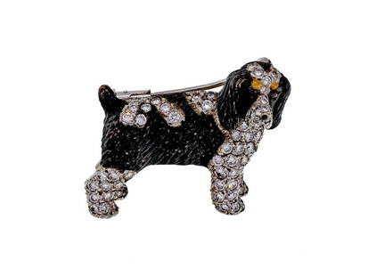 Vintage E. Wolfe Brittany Springer Spaniel 18k White Gold Diamond And Ruby Dog Pin: Vintage E. Wolfe Brittany Springer Spaniel 18k White Gold Diamond And Ruby Dog Pin SKU: RBJ379-178-1252-01C9A Condition: Pre-Owned Metal: White Gold Stone: Diamond, Ruby Size and Fit:
