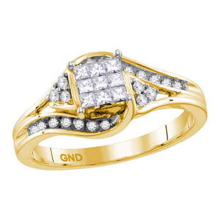 14kt Yellow Gold Princess Diamond Cluster Bridal Wedding Engagement Ring 1/3 Cttw: 14kt Yellow Gold Princess Diamond Cluster Bridal Wedding Engagement Ring 1/3 Cttw Metal Type14kt Yellow Gold Item Number113742 StyleClustersRing SizeRing size selectableCarats Total