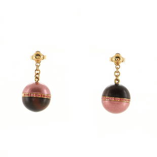Louis Vuitton Dangling Crystal Ball Stud Earrings Enamel and Wood: Louis Vuitton Dangling Crystal Ball Stud Earrings Enamel and Wood Exterior Color: Multicolor Store Location: Online Only Material: Crystal, Enamel, Wood Item No: 87670/51 Brand Code: