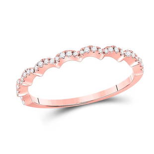 10kt Rose Gold Womens Round Diamond Scalloped Stackable Band Ring 1/8 Cttw: 10kt Rose Gold Womens Round Diamond Scalloped Stackable Band Ring 1/8 Cttw Metal Type10kt Rose Gold Item NumberGDI852626 StyleStackableRing SizeRing size selectableCarats Total Weight