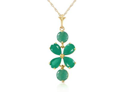 3.15 CTW 14K Solid Gold Spring Overflow Emerald Necklace: 3.15 CTW 14K Solid Gold Spring Overflow Emerald Necklace SKU: RBJ1946-Y Brand Condition: Never Worn Metal: Yellow Gold Note: All Sales are final. Need more pics? Please do not hesitate