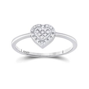 Sterling Silver Womens Round Diamond Heart Ring .03 Cttw: Sterling Silver Womens Round Diamond Heart Ring .03 Cttw Metal TypeSterling Silver Item Number57792 StyleHeartRing Size7Carats Total Weight *.03 Ct.t.w.Primary Gem TypeDiamondPrimary