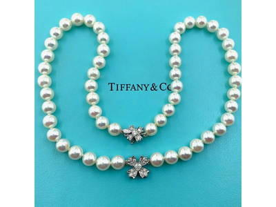 Tiffany & Co. Floret Flourishes Collection Pearl Platinum And Diamond Necklace