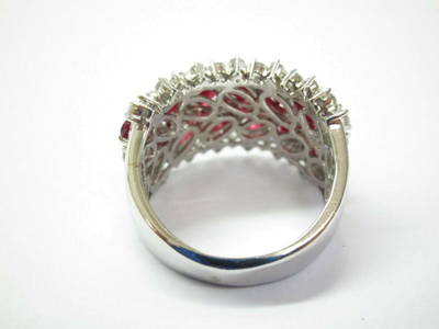 Ruby & Diamond Ring 18Kt White Gold 4.37Ct 12.7mm