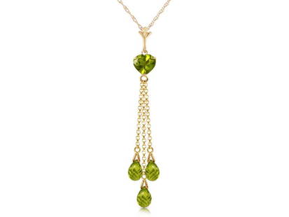 4.75 CTW 14K Solid Gold Barocco Peridot Necklace: 4.75 CTW 14K Solid Gold Barocco Peridot Necklace SKU: RBJ2295-Y Brand Condition: Never Worn Metal: Yellow Gold Size and Fit: 0.91in (23.1mm) 0.91in (23.1mm) Note: All Sales are