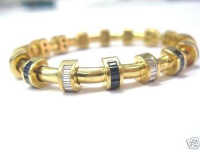 Charles Krypell Diamond Sapphire 18KT Yellow Gold Bracelet