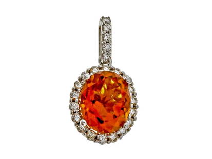 14k White Gold 2.40ct Citrine Diamond Pendant: 14k White Gold 2.40ct Citrine Diamond Pendant SKU: RBJ367-178-1709-01C9A Condition: Pre-Owned Metal: White Gold Stone: Citrine-Diamond Size and Fit: Opening: 5.5mm, Top to bottom: