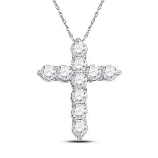 14kt White Gold Womens Round Diamond Cross Pendant 1/4 Cttw: 14kt White Gold Womens Round Diamond Cross Pendant 1/4 Cttw Metal Type14kt White Gold Item NumberGDI855591 StyleCrossesCarats Total Weight *1/4 Ct.t.w.Primary Gem TypeDiamondPrimary