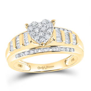 10kt Yellow Gold Round Diamond Heart Bridal Wedding Engagement Ring 1/2 Cttw: 10kt Yellow Gold Round Diamond Heart Bridal Wedding Engagement Ring 1/2 Cttw Metal Type10kt Yellow Gold Item NumberGDI883939 StyleHeartRing SizeRing size selectableCarats Total Weight