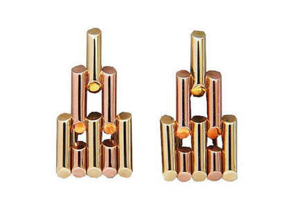 Vintage Designer Tiffany Retro Deco 14k Pink And Yellow Gold Pin Dress Clip Set: Vintage Designer Tiffany Retro Deco 14k Pink And Yellow Gold Pin Dress Clip Set SKU: RBJ399-163-4-01C9A Brand: Tiffany & Co. Condition: Never Worn Size and Fit: Measurements:, Length:,