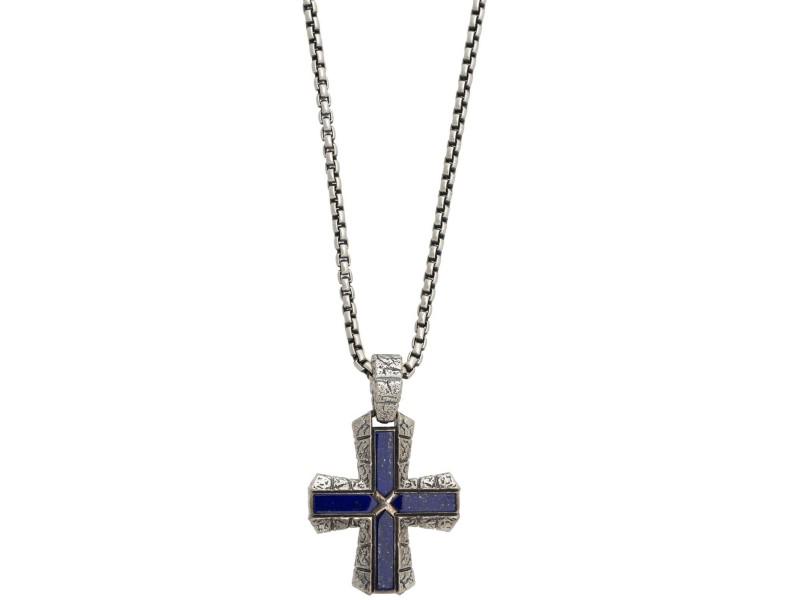 Stephen Webster 925 Sterling Silver Highwayman Lapis Cross Necklace: Stephen Webster 925 Sterling Silver Highwayman Lapis Cross Necklace SKU: RBJ332218116472-E Condition: Never Worn Metal: Sterling Silver Stone: Lapis Size and Fit: Length: 24", Dimensions: 1.6 includin