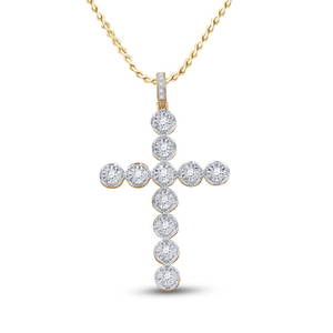 10kt Yellow Gold Mens Round Diamond Cross Charm Pendant 5/8 Cttw