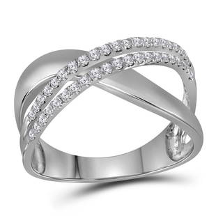 10kt White Gold Womens Round Diamond Crossover Band Ring 3/8 Cttw: 10kt White Gold Womens Round Diamond Crossover Band Ring 3/8 Cttw Metal Type10kt White Gold Item Number110073 StyleBandsRing SizeRing size selectableCarats Total Weight *3/8