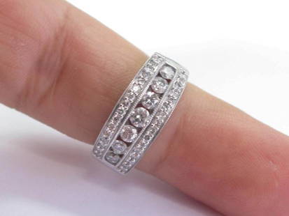 Fine Round Cut Diamond White Gold 3-Row Channel Set Band Jewelry Ring 1.00Ct: Fine Round Cut Diamond White Gold 3-Row Channel Set Band Jewelry Ring 1.00Ct SKU: RBJ233874336896-E Condition: Never Worn Model: 233874336896-E Reference: No Note: All Sales are final.