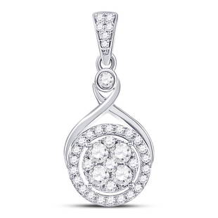 10kt White Gold Womens Round Diamond Circle Cluster Pendant 1/2 Cttw: 10kt White Gold Womens Round Diamond Circle Cluster Pendant 1/2 Cttw Metal Type10kt White Gold Item Number113793 StyleClustersCarats Total Weight *1/2 Ct.t.w.Primary Gem