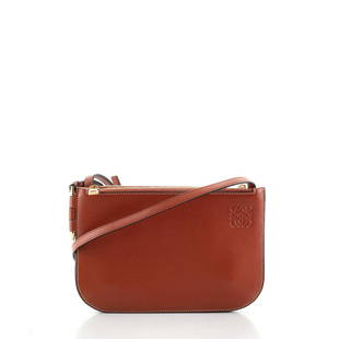 Loewe Gate Double Zip Crossbody Bag Leather Small: Loewe Gate Double Zip Crossbody Bag Leather Small Exterior Color: Brown Interior Color: Red Exterior Material: Leather Interior Material: Leather Hardware Color: Gold Accessories: