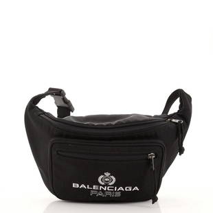 Balenciaga Explorer Belt Bag Canvas Medium: Balenciaga Explorer Belt Bag Canvas Medium Exterior Color: Black Interior Color: Black Exterior Material: Canvas (Plain) Interior Material: Fabric Hardware Color: Gun Metal, Matte 